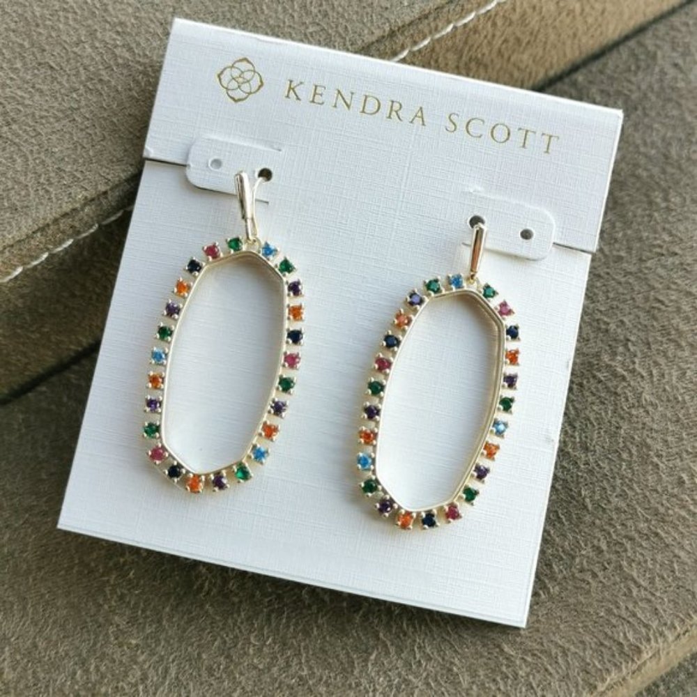 Kendra Scott Elle Gold frame Earrings MultiCrystal